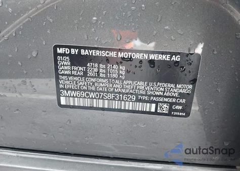 2025 BMW 330I z USA, uszkodzony, nr VIN 3MW69CW07S8F31629